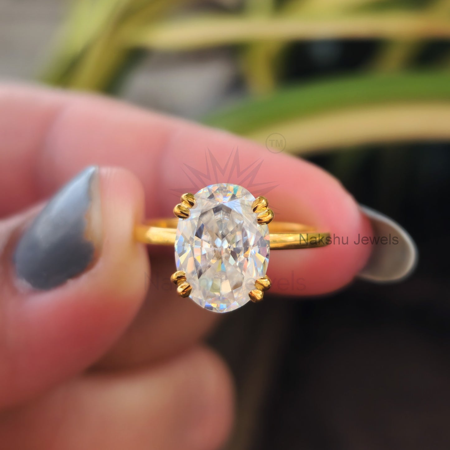 Classic Oval Cut Moissanite Solitaire Engagement Ring