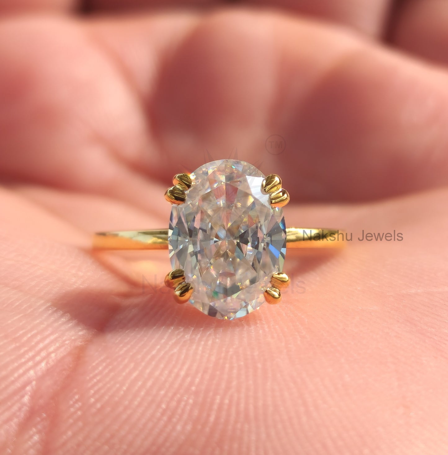 Classic Oval Cut Moissanite Solitaire Engagement Ring