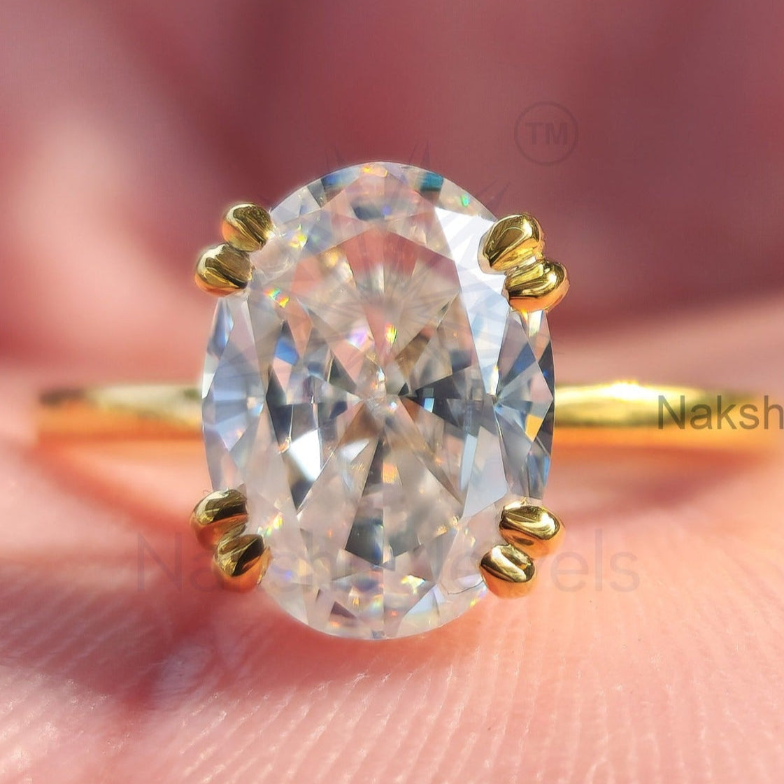 Classic Oval Cut Moissanite Solitaire Engagement Ring