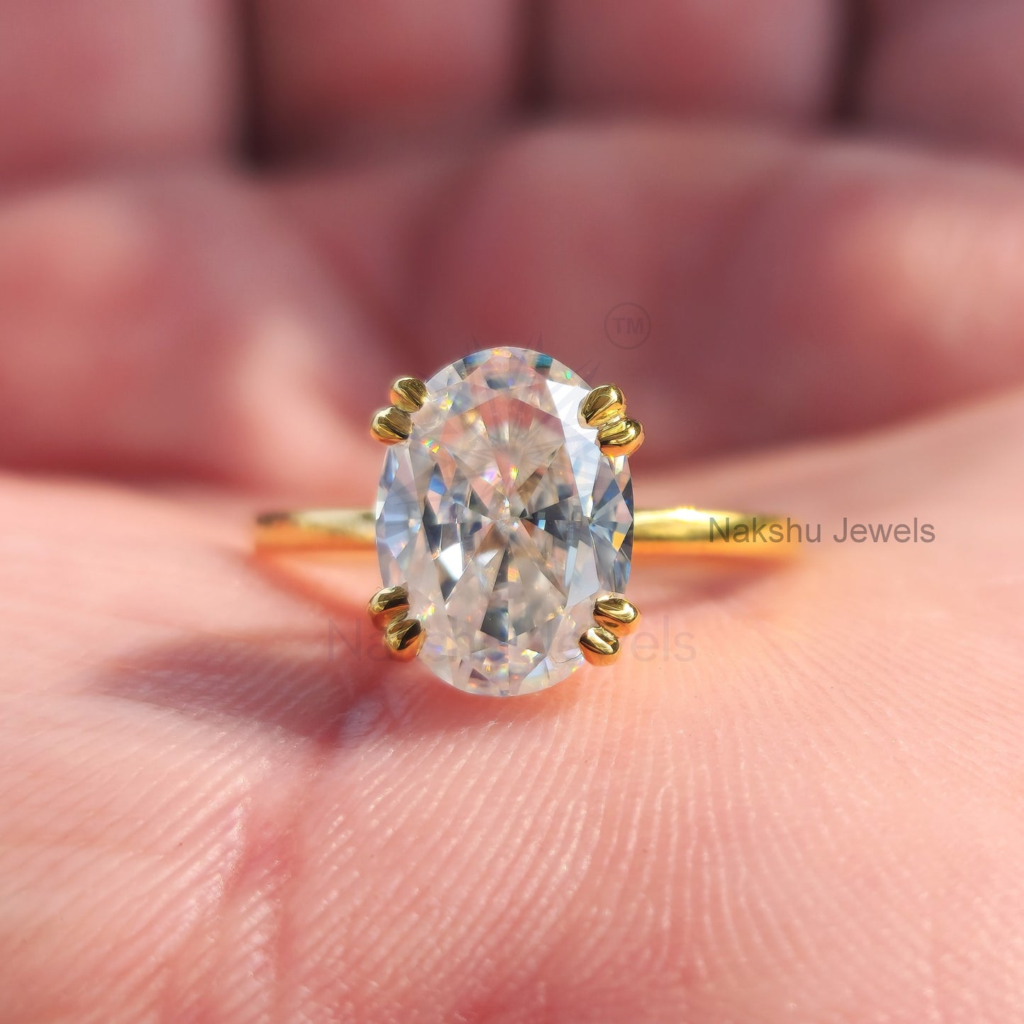 Classic Oval Cut Moissanite Solitaire Engagement Ring