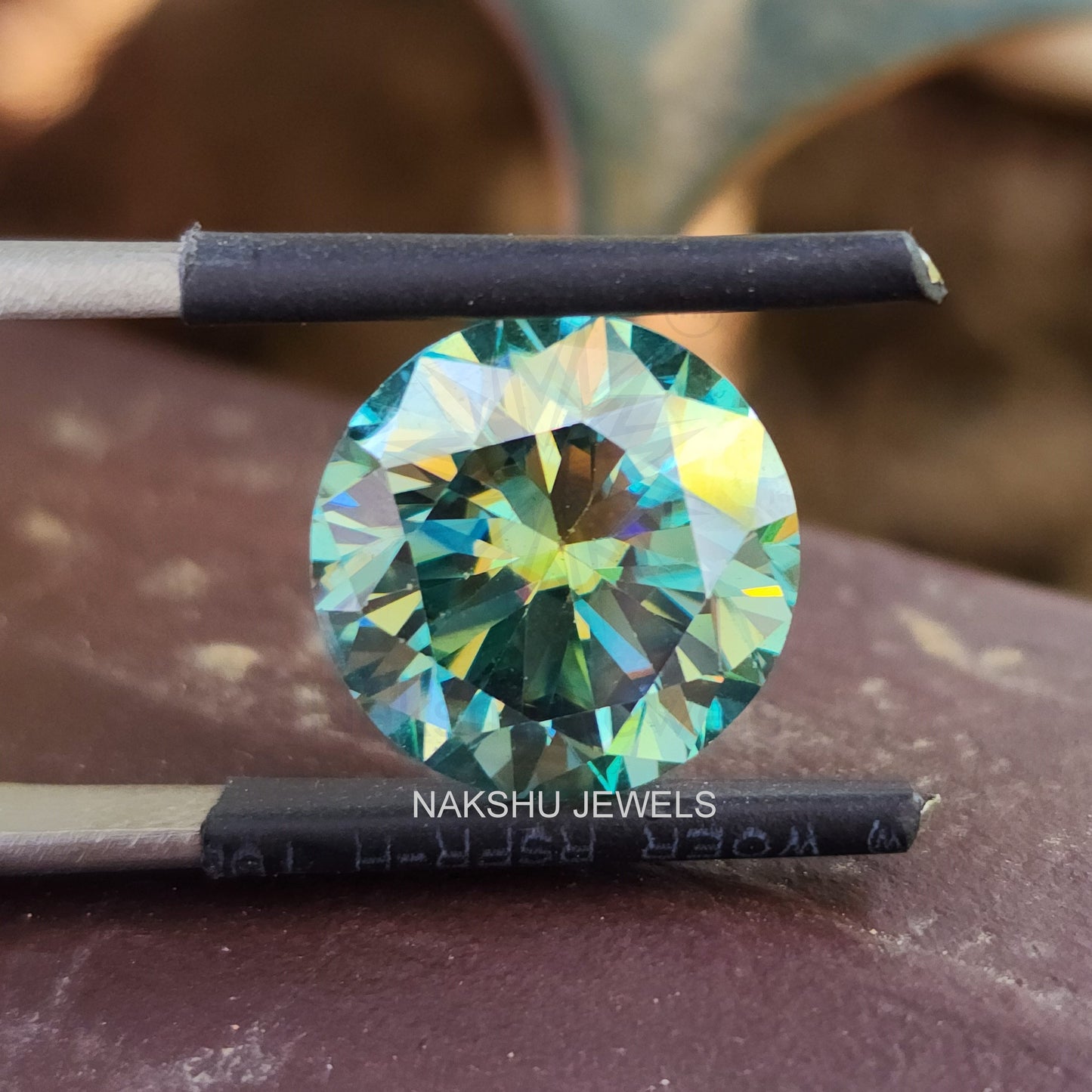 5.00 CT Cyan Blue VVS Round Brilliant Cut Loose Moissanite Diamond