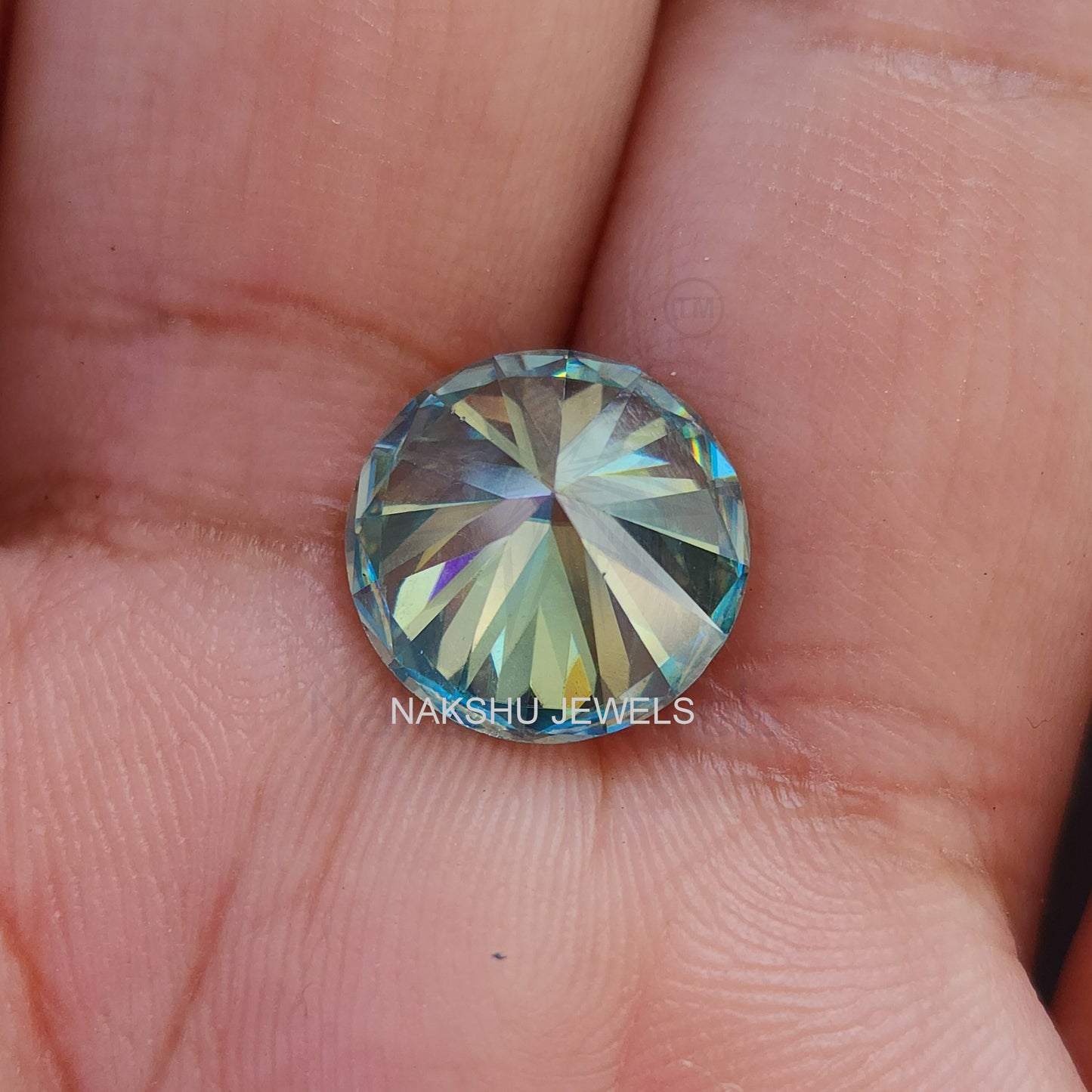 5.00 CT Cyan Blue VVS Round Brilliant Cut Loose Moissanite Diamond