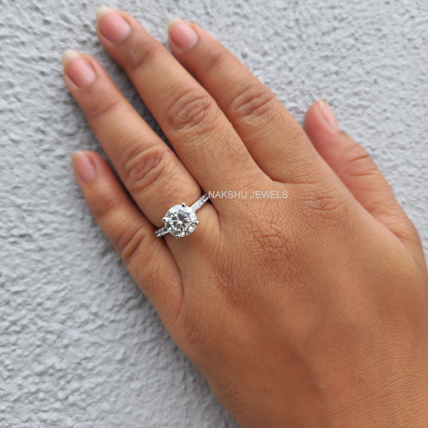 Brilliant Round Cut Moissanite Solitaire Pave Engagement Ring
