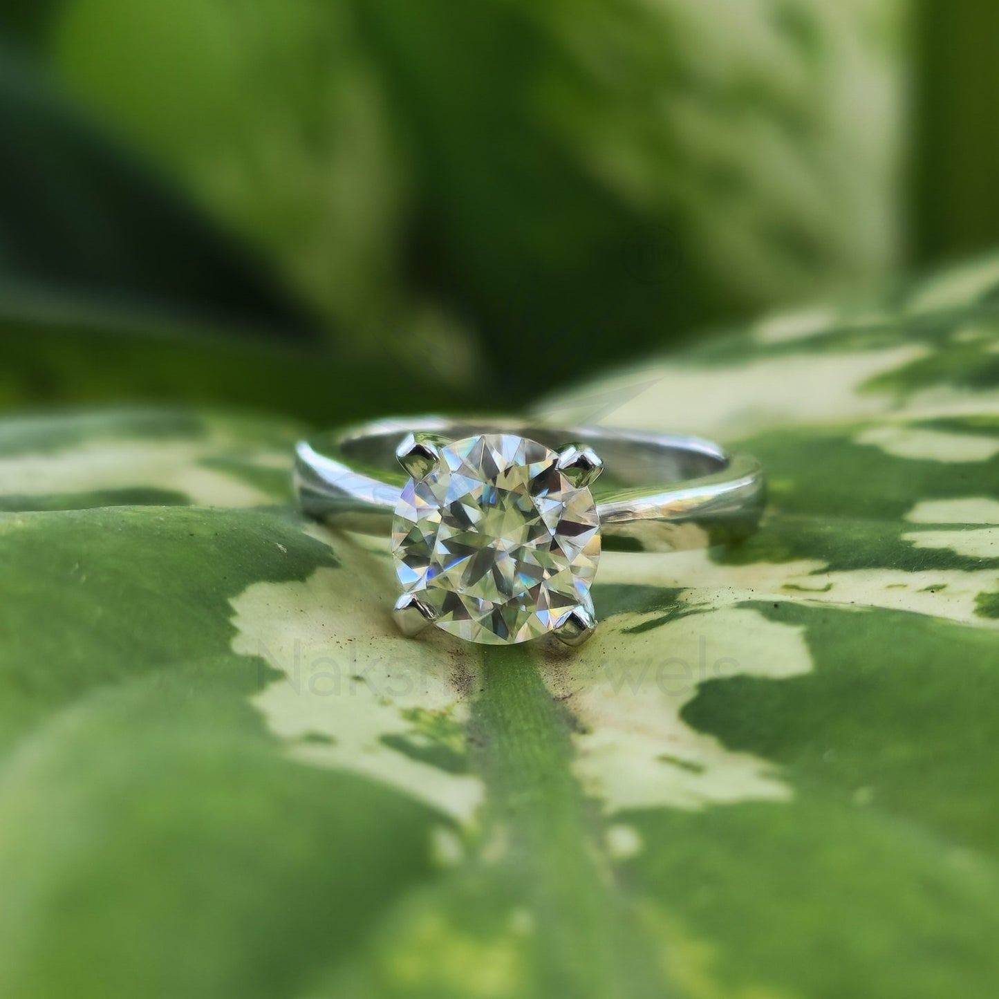 Round Cut Moissanite Solitaire Engagement Ring Set