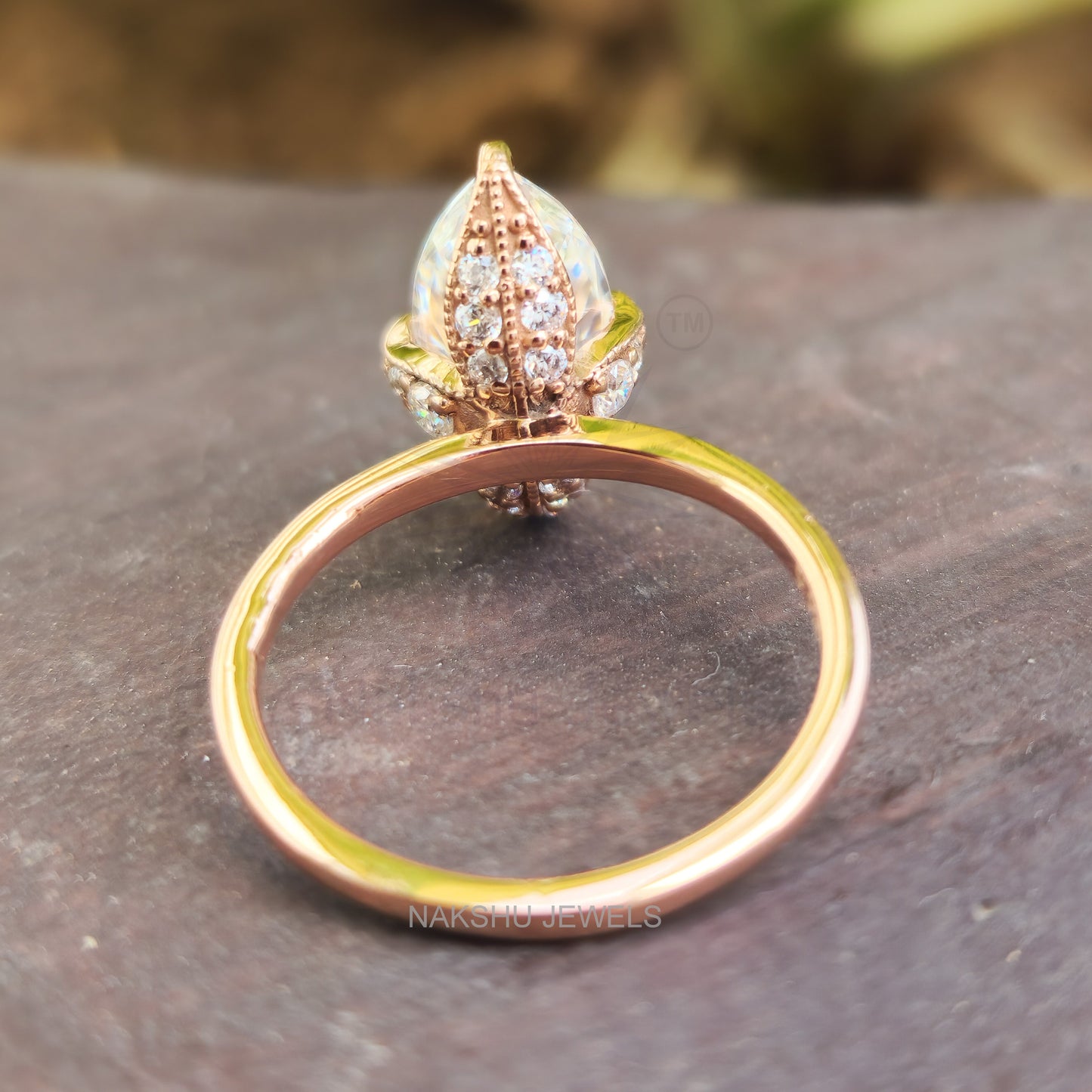Art Deco Marquise Cut Moissanite Solitaire Engagement Ring
