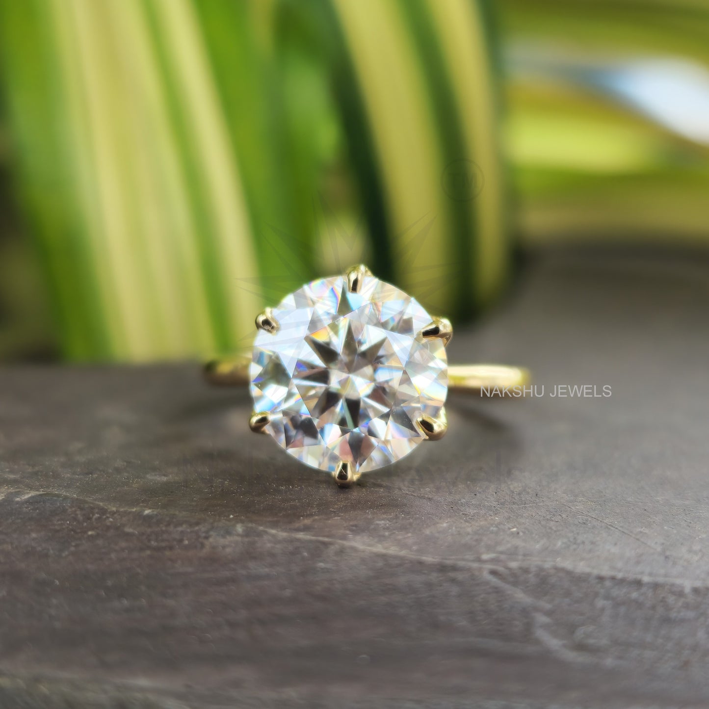 Brilliant Round Cut Moissanite Solitaire Engagement Ring