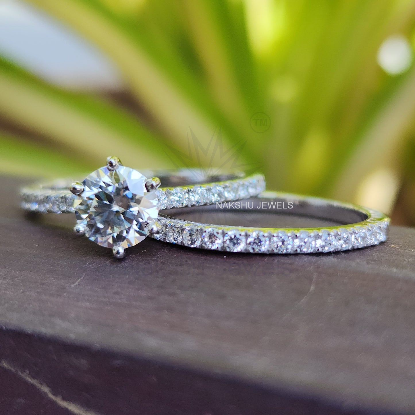 1.5 CT Round Cut Moissanite Bridal Set