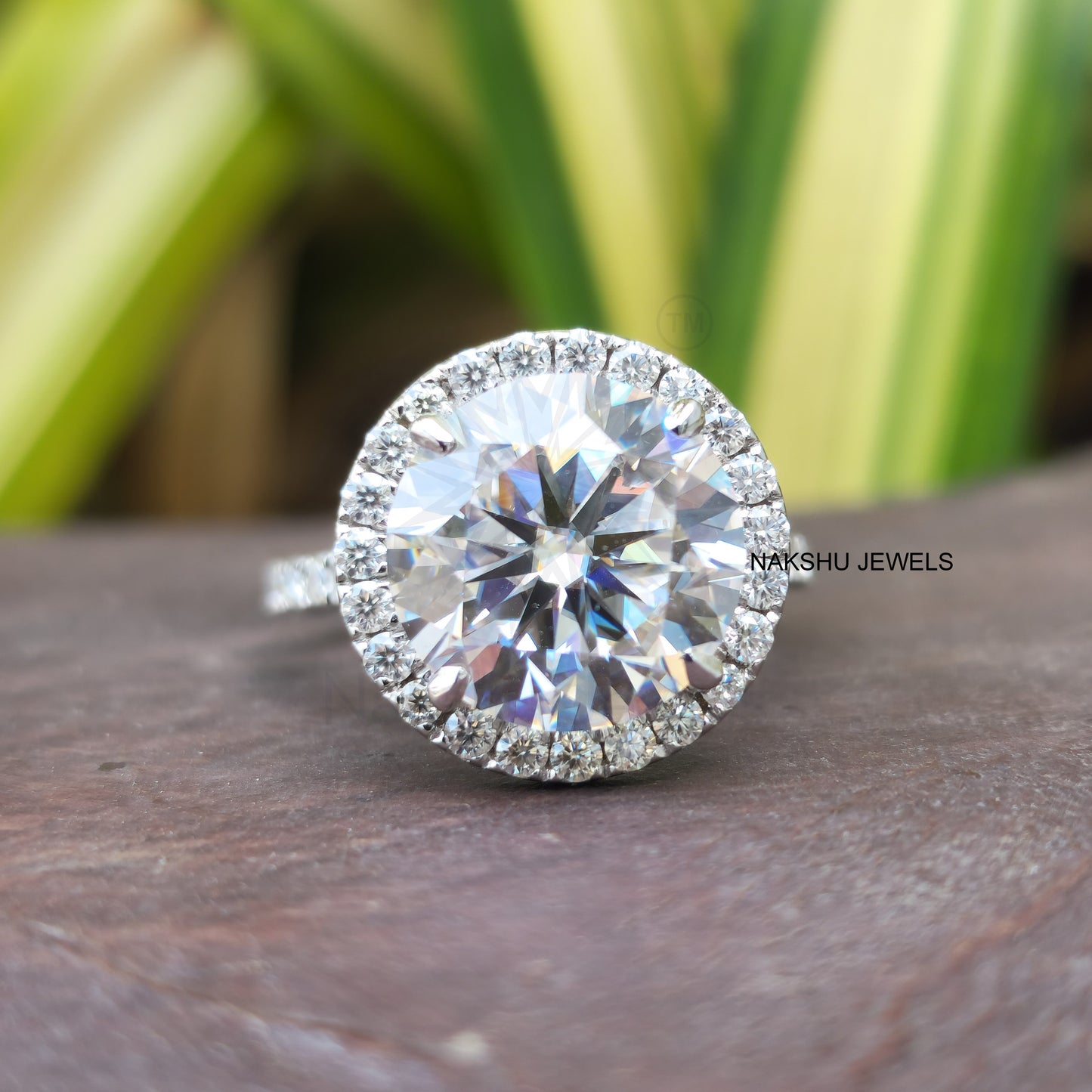 Large 5CT Round Cut Engagement Halo Engagement Wedding Ring