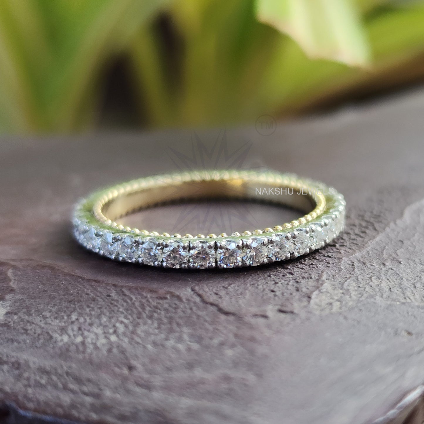 Round Cut Moissanite Full Eternity Stackable Wedding Band