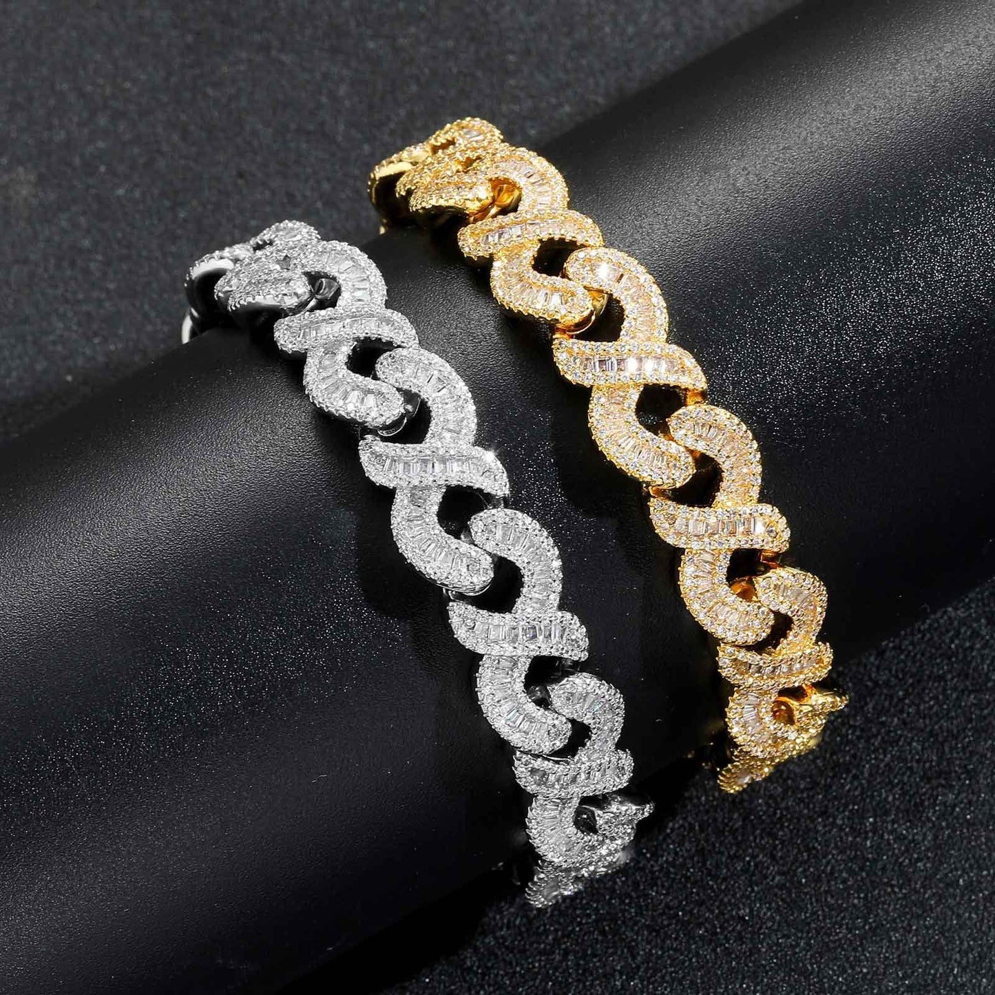 12MM VVS Moissanite Hip Hop Miami Infinity Link Bracelet For Men
