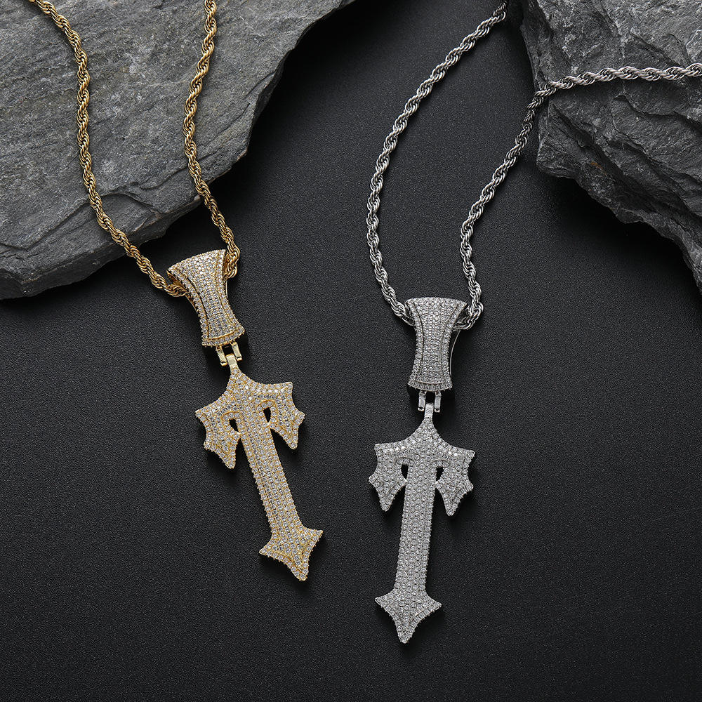 Round Brilliant Cut VVS Moissanite Diamond Hip Hop Cross Pendant Men