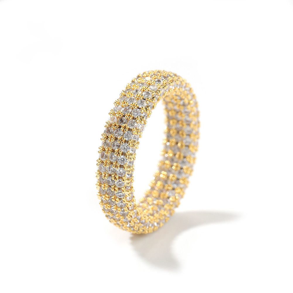 Full Eternity Iced Out Round Cut Moissanite Pave Set Hip Hop Rings For Unisex