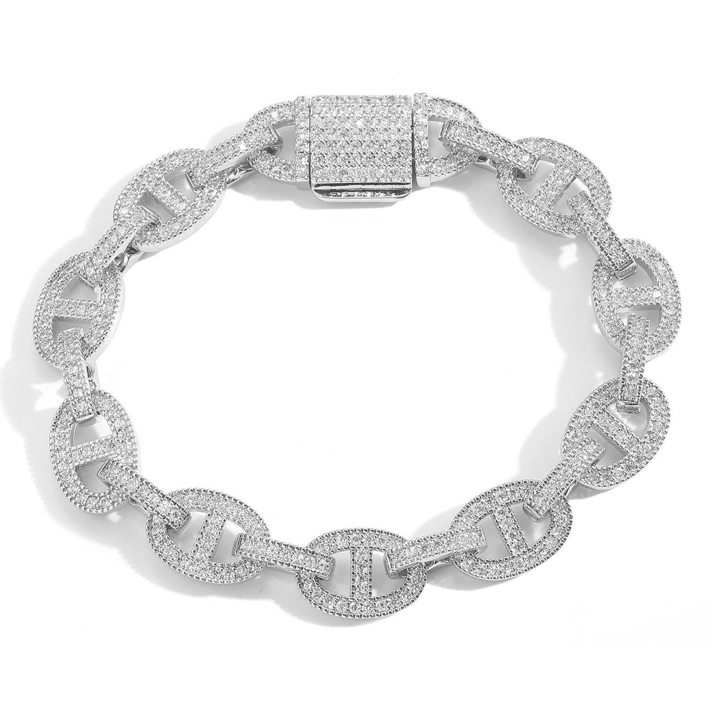 11MM Moissanite Pig Nose Hip Hop Bracelet, Unique Iced Out Bracelet For Men