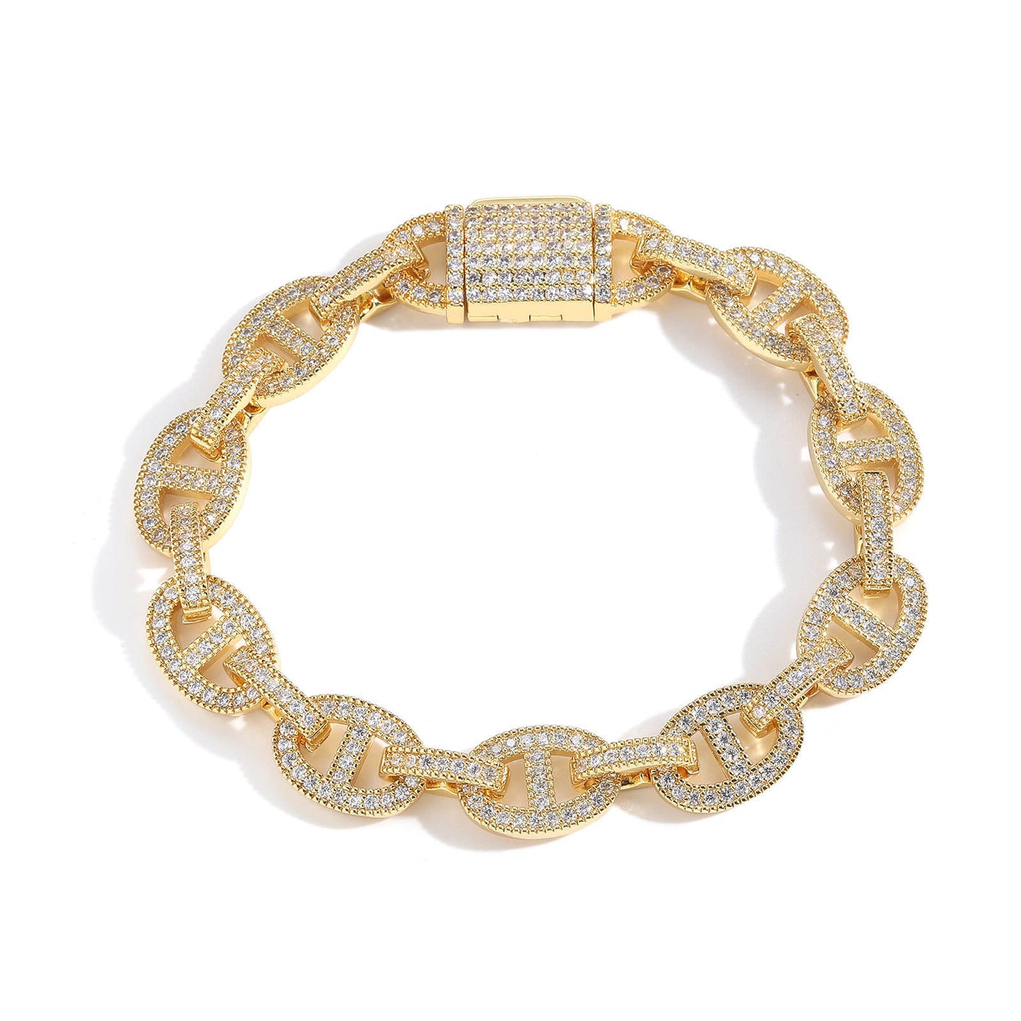11MM Moissanite Pig Nose Hip Hop Bracelet, Unique Iced Out Bracelet For Men