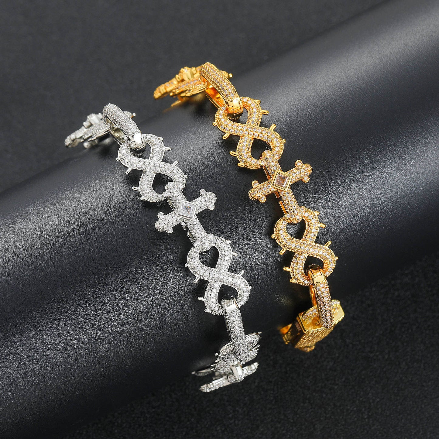 Moissanite Hip Hop Thorn & Cross Cuban Link Chains Necklace Iced Out Cuban Chains For Men's