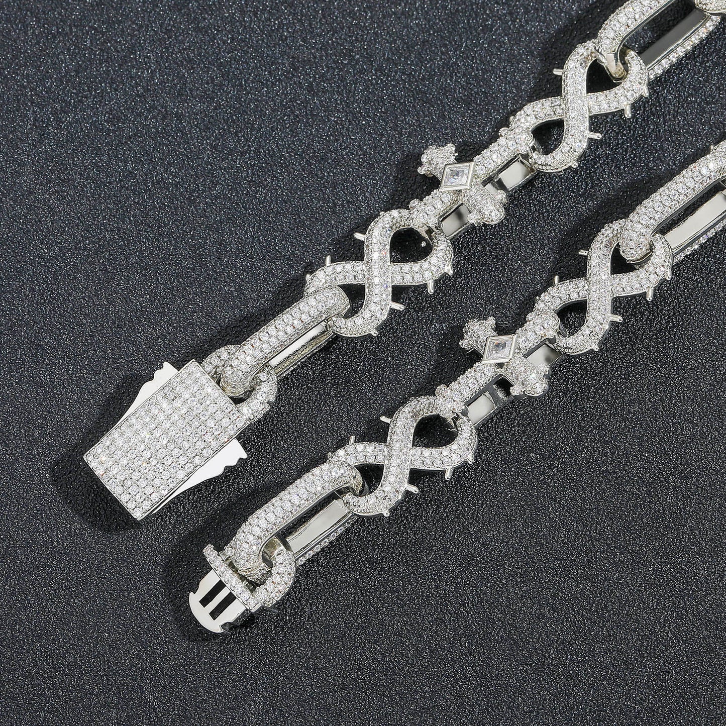Moissanite Hip Hop Thorn & Cross Cuban Link Chains Necklace Iced Out Cuban Chains For Men's