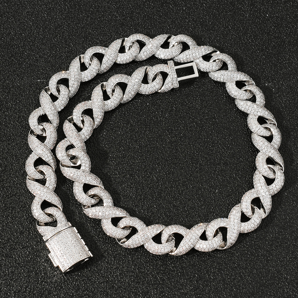 14MM Moissanite Fully Iced Out Hip Hop Cuban Link Chain For Men, Diamond Cuban Link Chain Neckless