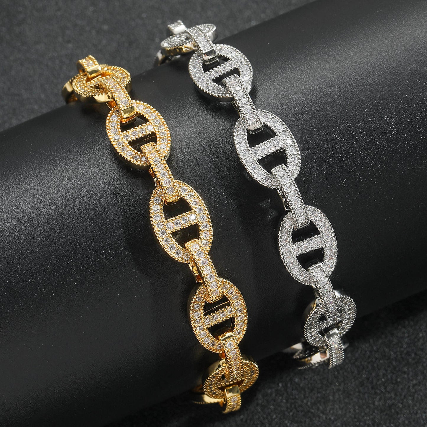 11MM Moissanite Pig Nose Hip Hop Bracelet, Unique Iced Out Bracelet For Men