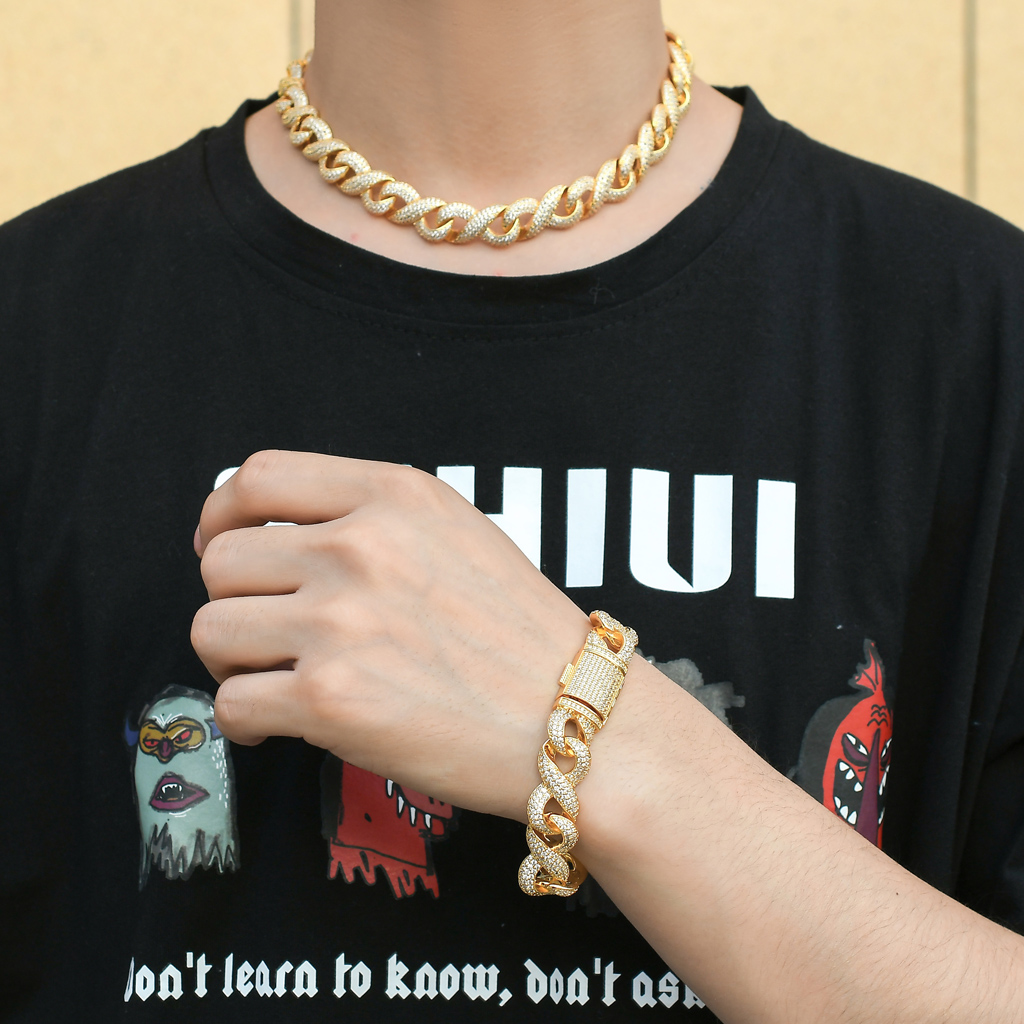 14MM Moissanite Fully Iced Out Hip Hop Cuban Link Chain For Men, Diamond Cuban Link Chain Neckless