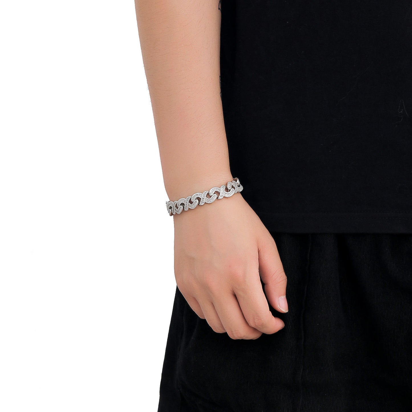 12MM VVS Moissanite Hip Hop Miami Infinity Link Bracelet For Men
