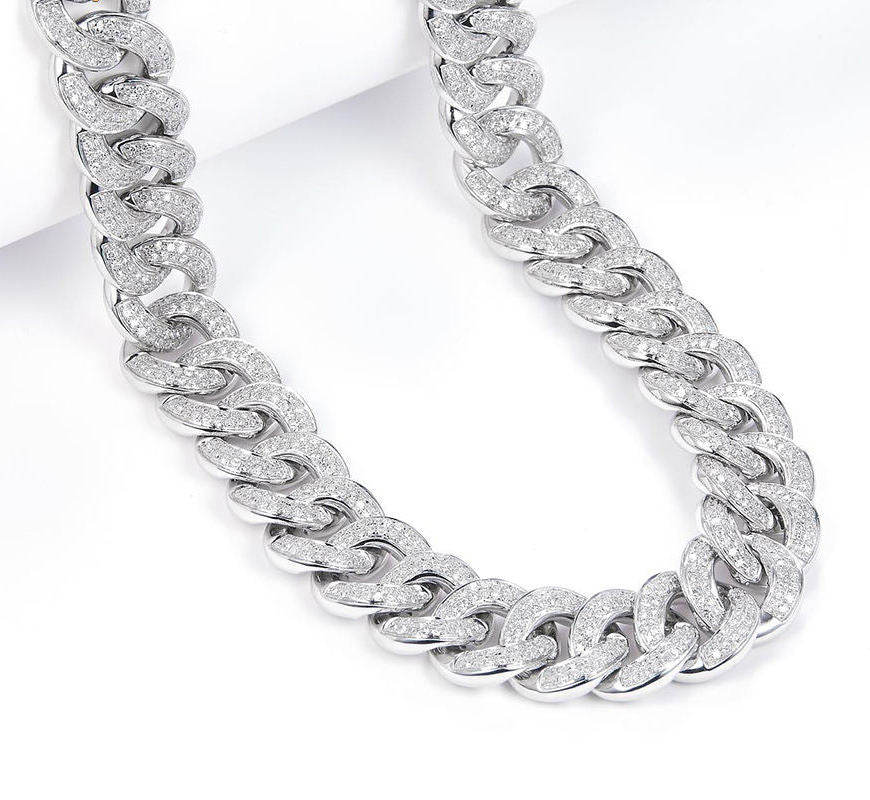 15MM Moissanite Cuban Link Chain, Men's Iced Out Chains, Hip Hop Chains Jewelry For Men