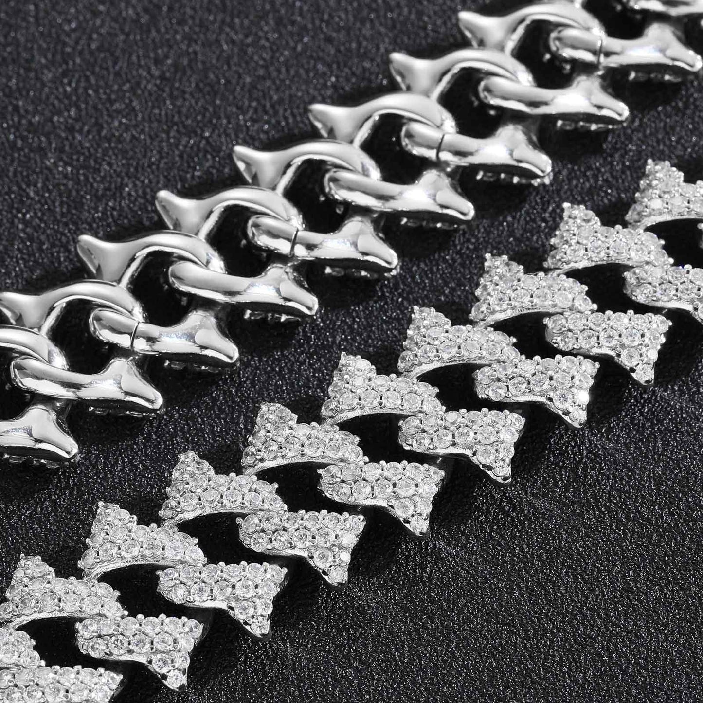 12MM Brilliant Cut Iced Out Hip Hop Moissanite Thorn Style Cuban Link Bracelets For Men