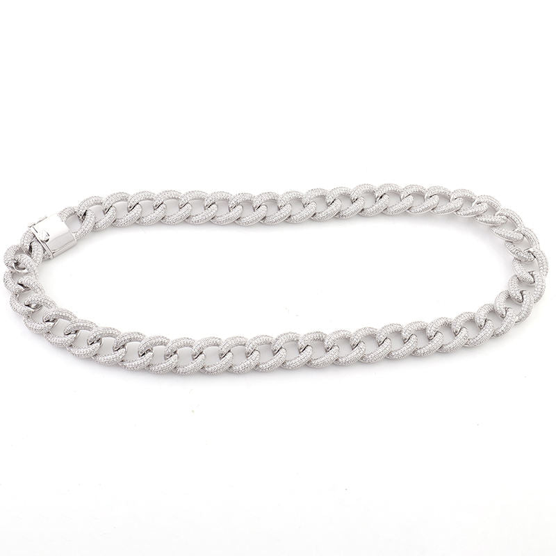 Fully Iced Out Moissanite Hip Hop Style 18MM Miami Cuban Link Chain Necklace In 925 Sterling Silver