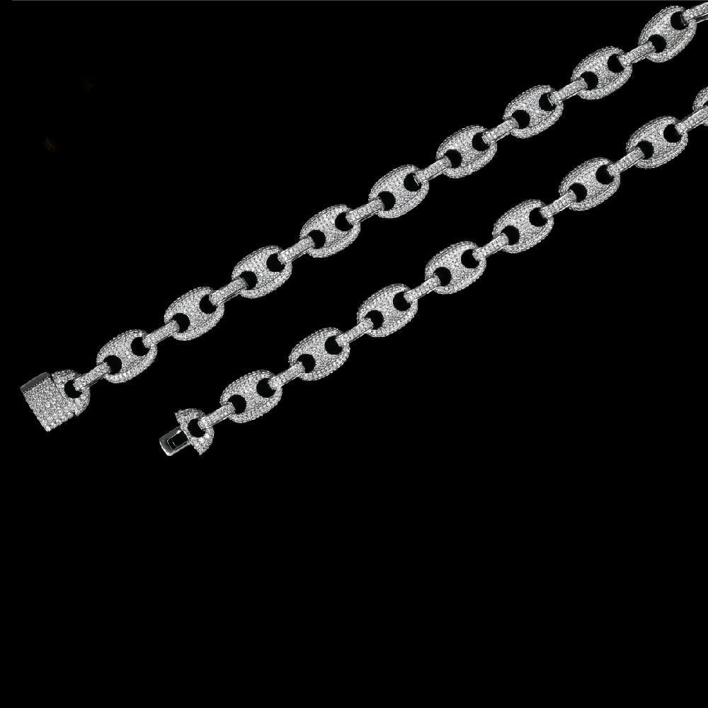 Fully Ice Out Chains Moissanite Pig Nose Hip Hop Chains Necklace, Diamond Choker For Men Or Women