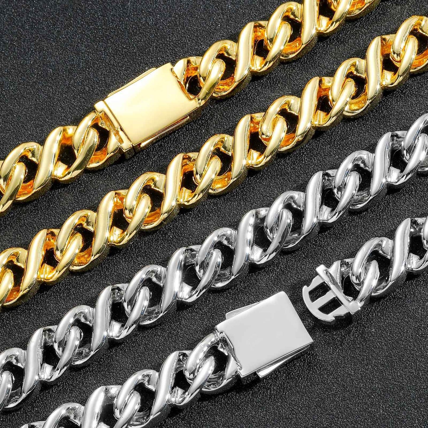 12MM VVS Moissanite Hip Hop Miami Infinity Link Bracelet For Men