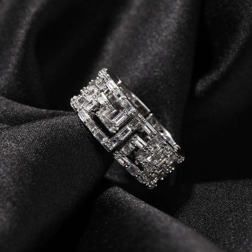 Moissanite Baguette Cut Iced Out Engagement & Wedding Ring For Men, Hip Hop Fashion Jewelry Band For Men