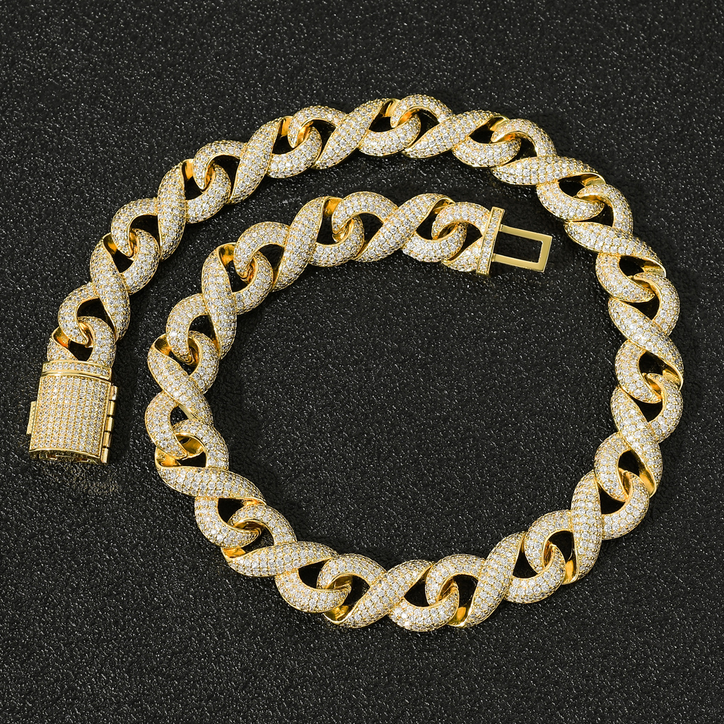 14MM Moissanite Fully Iced Out Hip Hop Cuban Link Chain For Men, Diamond Cuban Link Chain Neckless
