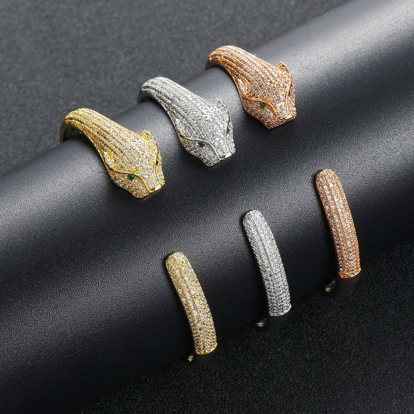 5mm Moissanite Hip Hop Animal Leopard Head Adjustable Iced Out Bracelet Jewelry for Men