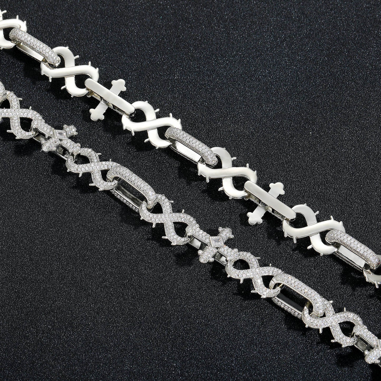 Moissanite Hip Hop Thorn & Cross Cuban Link Chains Necklace Iced Out Cuban Chains For Men's