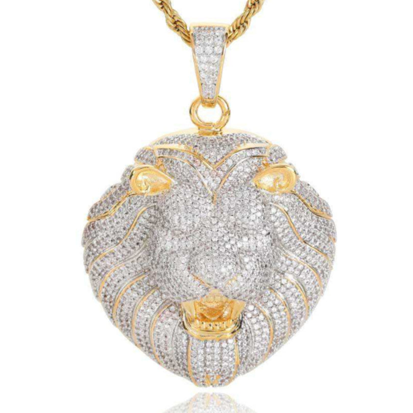 Moissanite Iced Out Pendant In Gold Plated 925 Sterling Silver, Bling Hip Hop Jewelry Pendant
