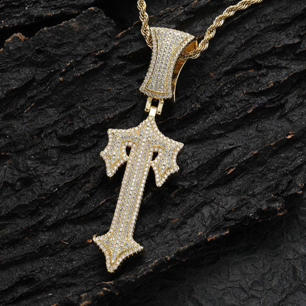 Round Brilliant Cut VVS Moissanite Diamond Hip Hop Cross Pendant Men