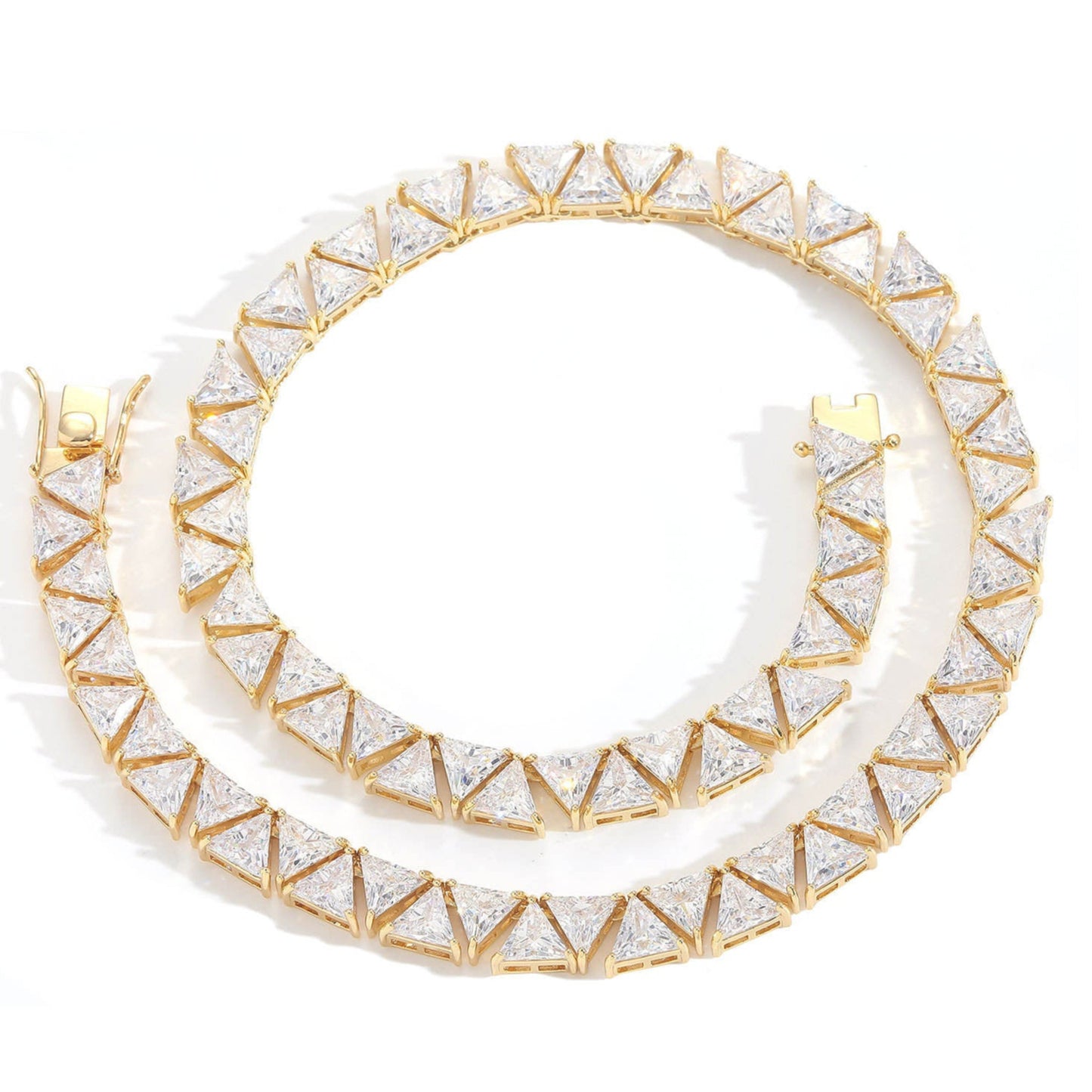 VVS Moissanite Triangle Cut Tennis Chain Necklace, Full Iced Out Choker HipHop Jewelry