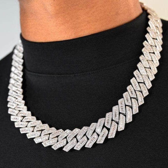 Moissanite Miami Cuban Link Chain For Men 15MM Fully Iced Out Chains, Rapper Chains Moissanite Hip Hop Jewelry