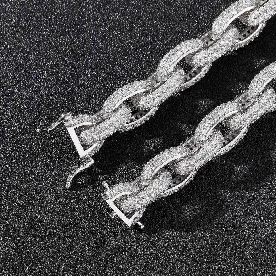 Tested Moissanite Hip Hop Cuban Link Chain Jewelry, 14MM Fully Iced Out Chains Necklace For Men Rapper Chains