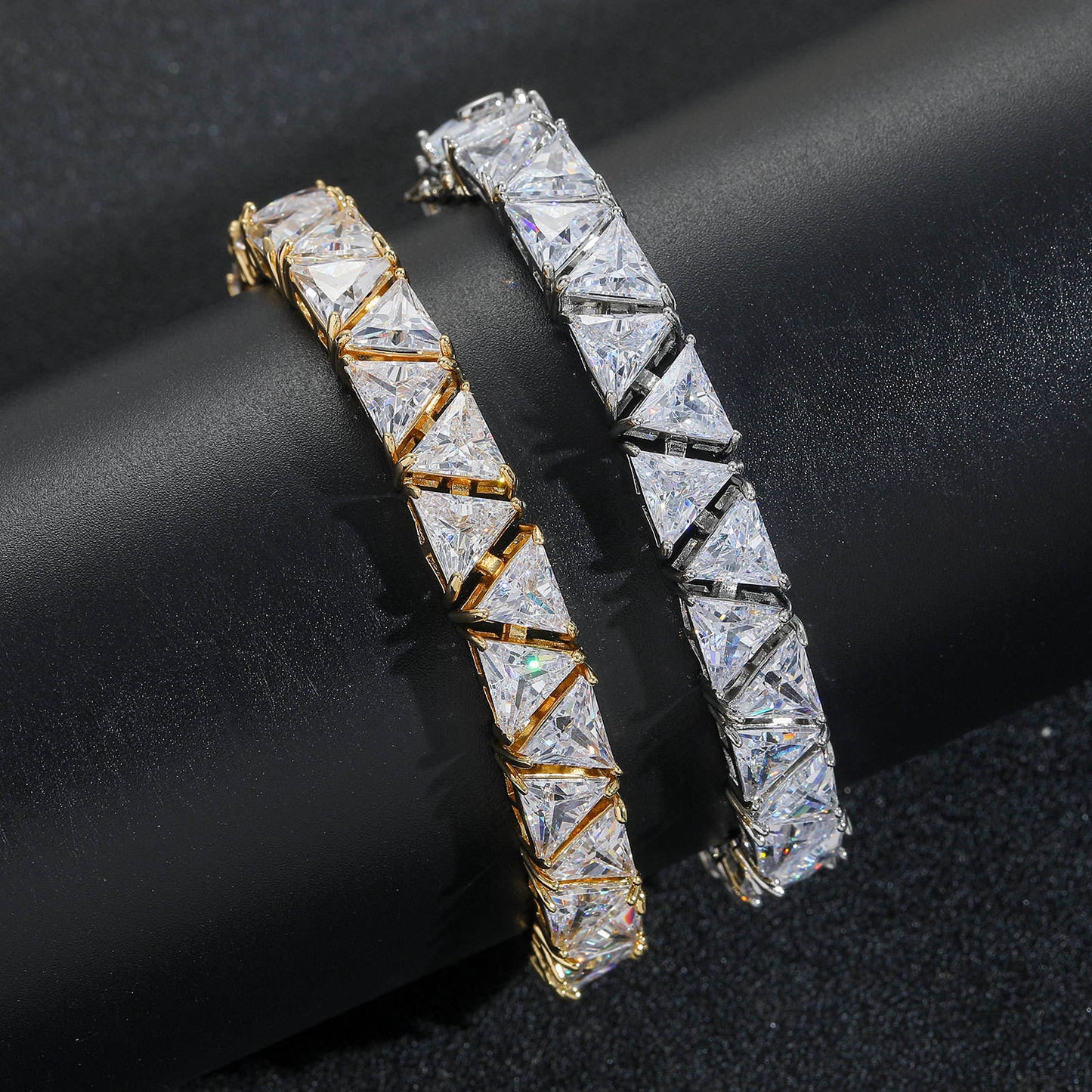 VVS Moissanite Triangle Cut Tennis Chain Necklace, Full Iced Out Choker HipHop Jewelry