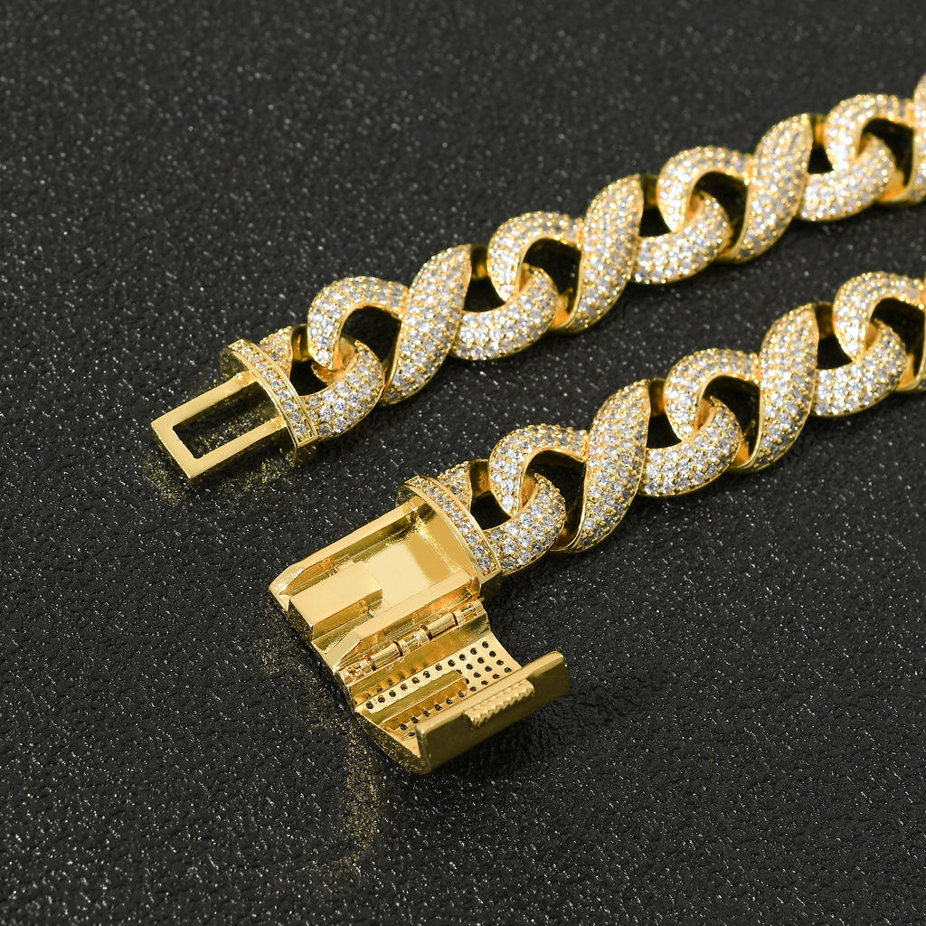 14MM Moissanite Fully Iced Out Hip Hop Cuban Link Chain For Men, Diamond Cuban Link Chain Neckless