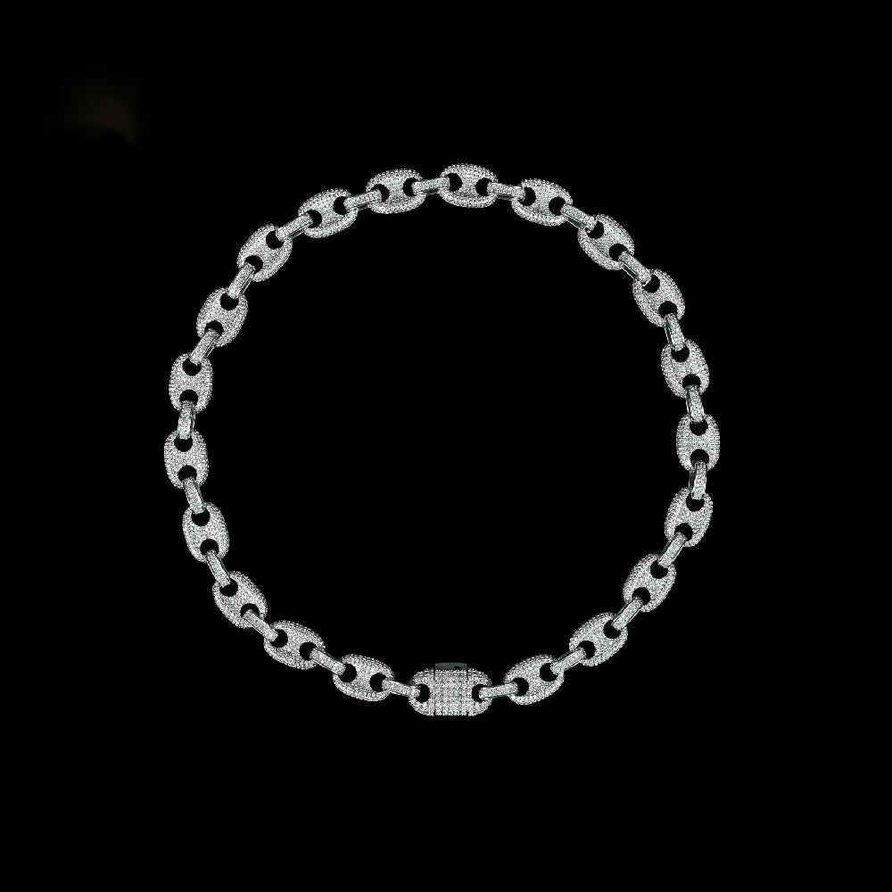 Fully Ice Out Chains Moissanite Pig Nose Hip Hop Chains Necklace, Diamond Choker For Men Or Women