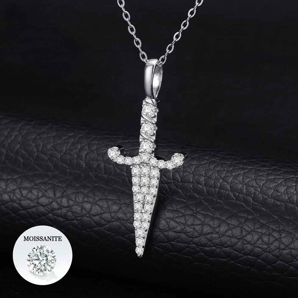Hip Hop Moissanite Knife Pendant For Men - Women In Iced Out 925 Sterling Silver For Rapper