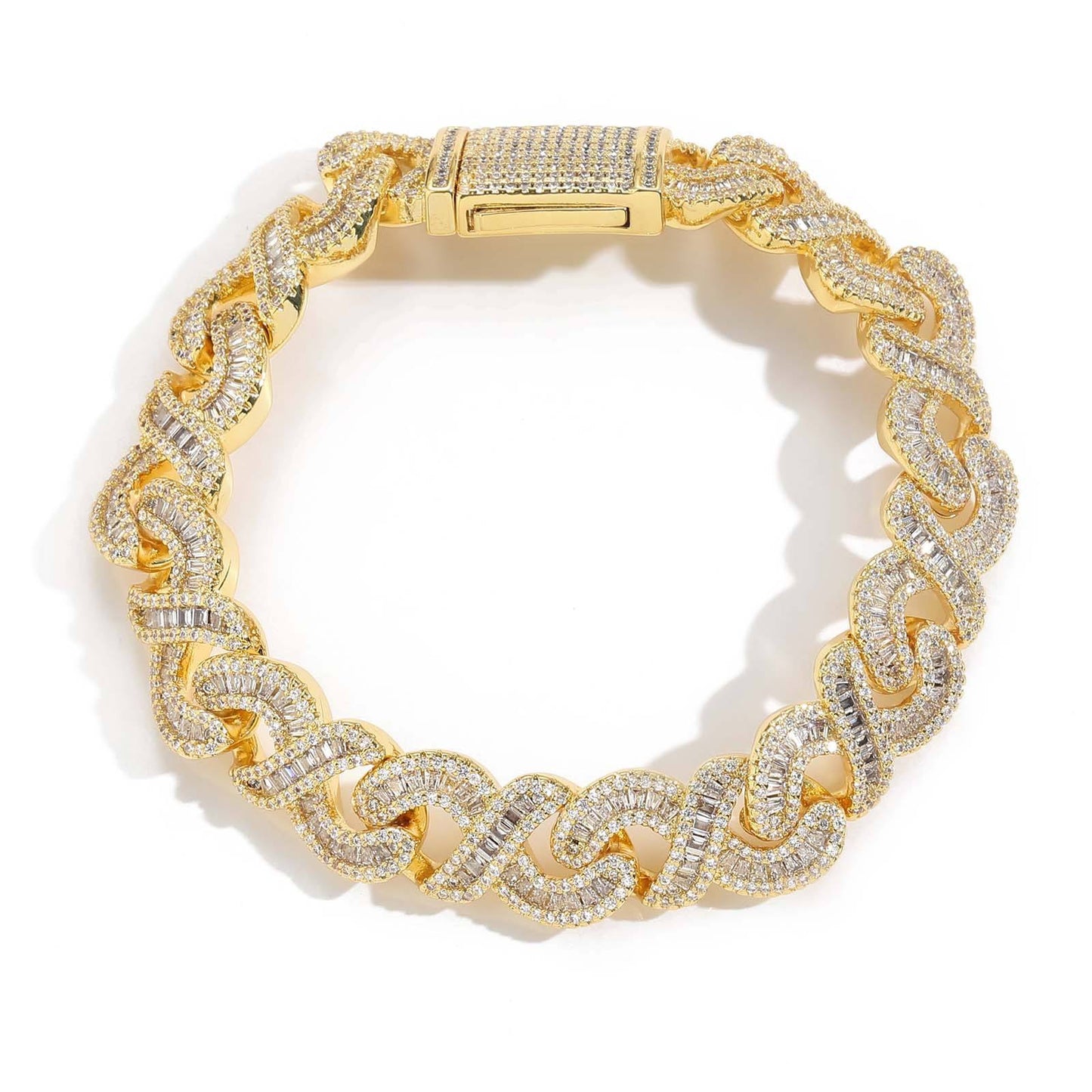 12MM VVS Moissanite Hip Hop Miami Infinity Link Bracelet For Men