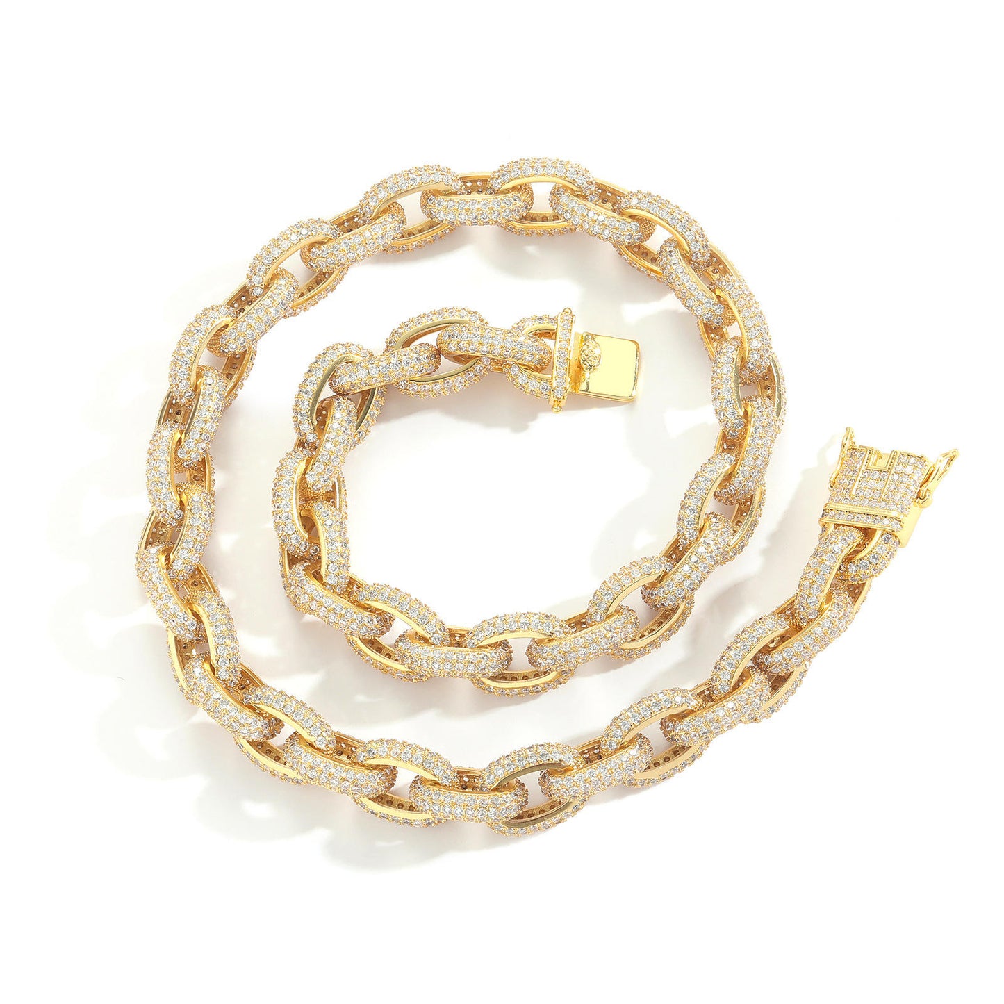 Tested Moissanite Hip Hop Cuban Link Chain Jewelry, 14MM Fully Iced Out Chains Necklace For Men Rapper Chains