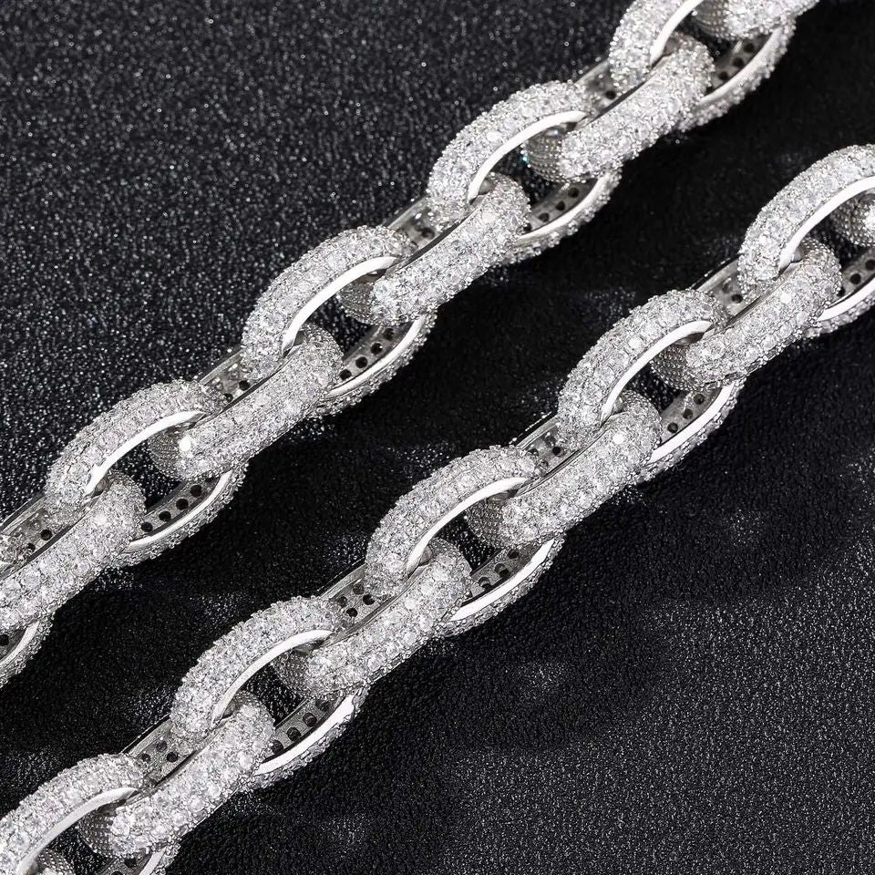 Tested Moissanite Hip Hop Cuban Link Chain Jewelry, 14MM Fully Iced Out Chains Necklace For Men Rapper Chains