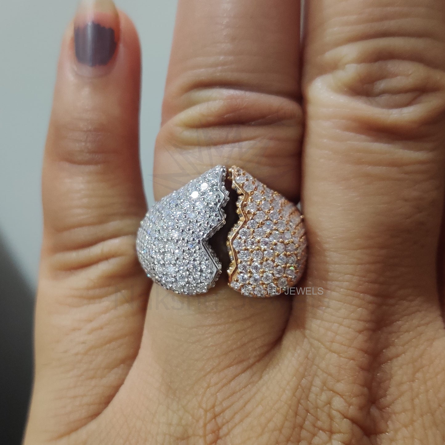 Broken Heart Moissanite Men's Iced Out Engagement Ring