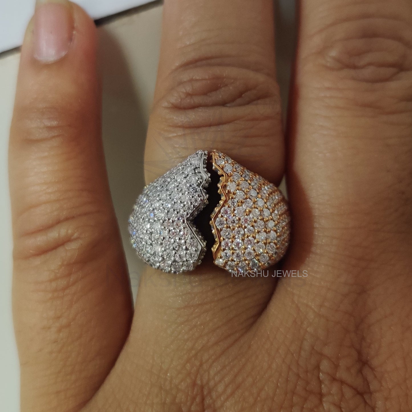 Broken Heart Moissanite Men's Iced Out Engagement Ring