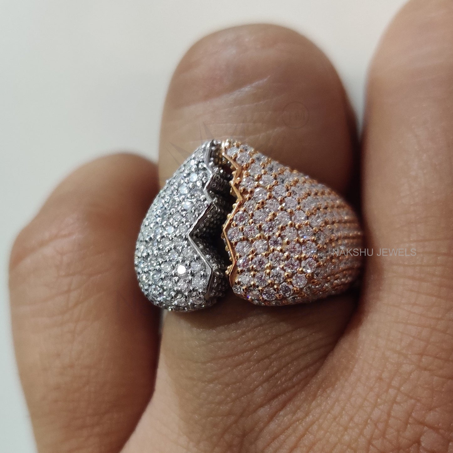 Broken Heart Moissanite Men's Iced Out Engagement Ring