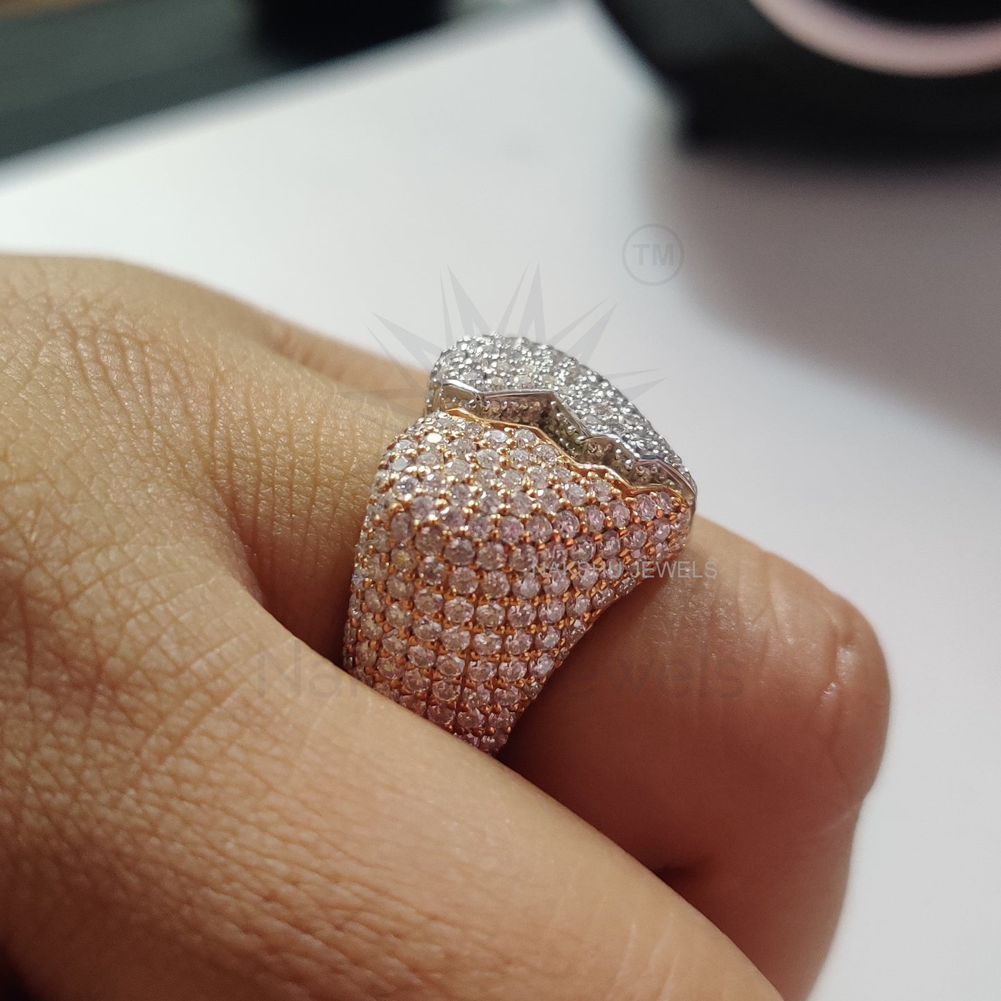 Broken Heart Moissanite Men's Iced Out Engagement Ring