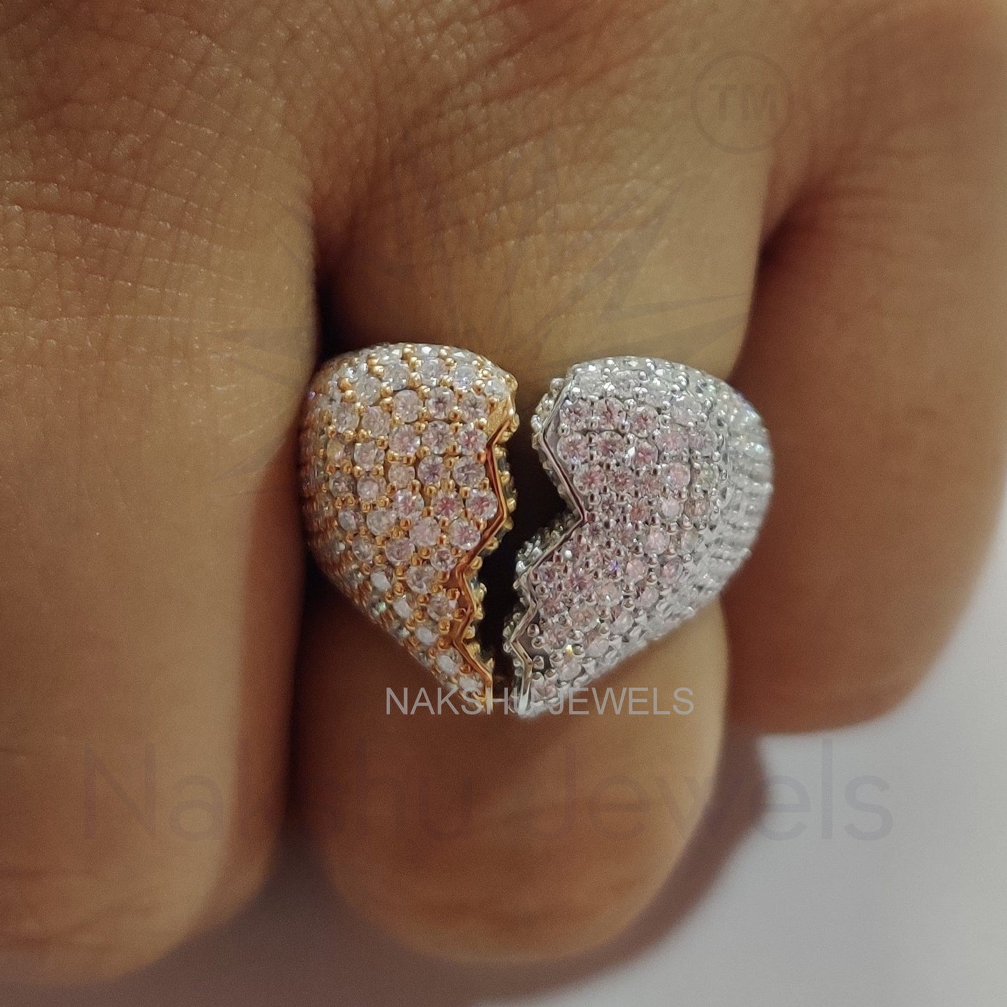 Broken Heart Moissanite Men's Iced Out Engagement Ring